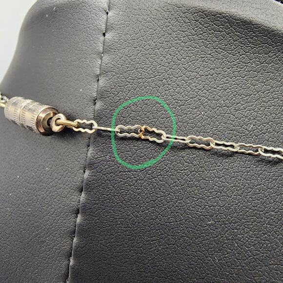 1920s Art Deco Crystal Lavalier Necklace Y Drop Leaded Glass Crinkle Link Chain - Picture 8 of 8